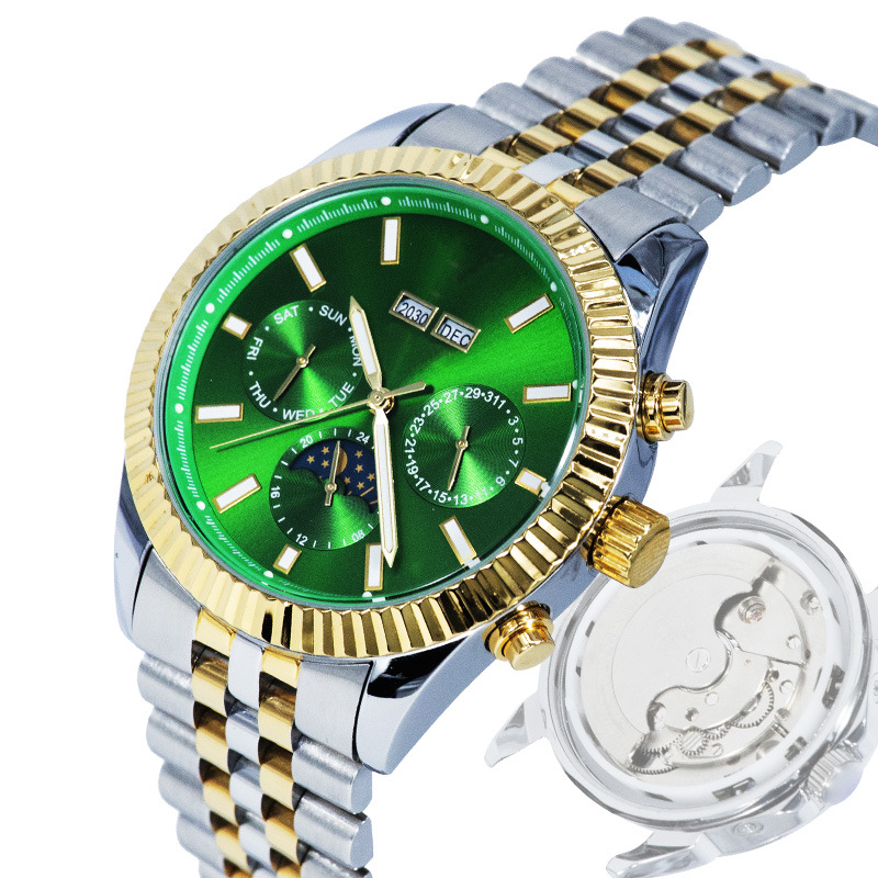 Custom Men's Luxury Stainless Steel Watch, 22mm Band, Multifunction, Automatic 42mm, Luminous Classic Fashion OEM/ODM
