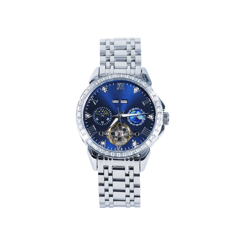 Genuine Luxury Men's Mechanical Watch, 45mm Tourbillon, Stainless Steel Band, Waterproof