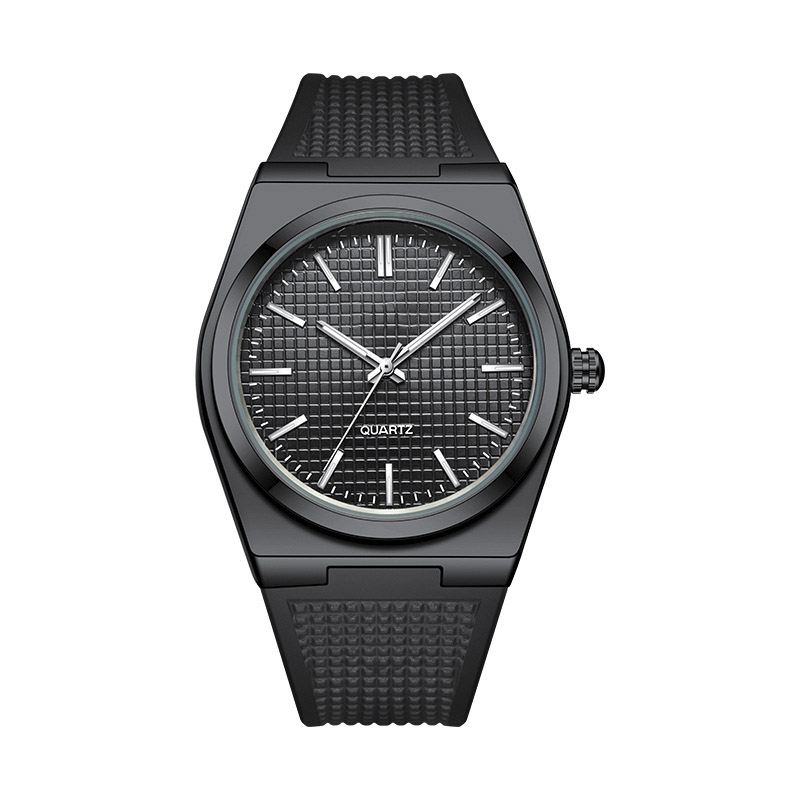 Luxury Men's Quartz Watch, 43mm Dial, Silicon Strap, Miyota Movement, Blue/Black
