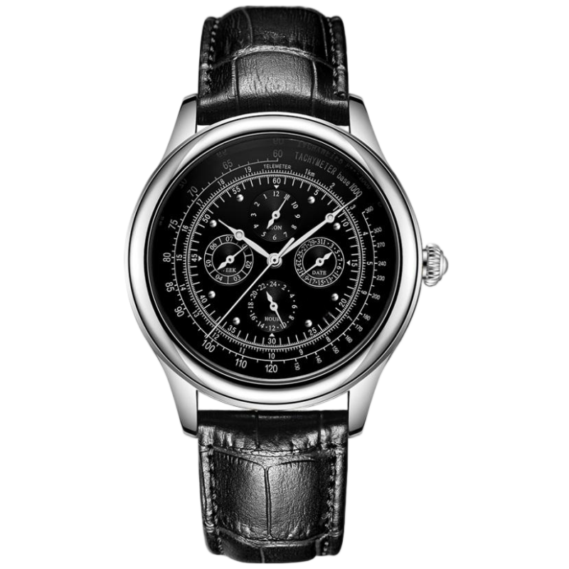 Custom Luxury Men's Stainless Steel Watch with Italian Buckle, 20mm Leather Strap, Mechanical Movement, Classic Business Style, OEM/ODM