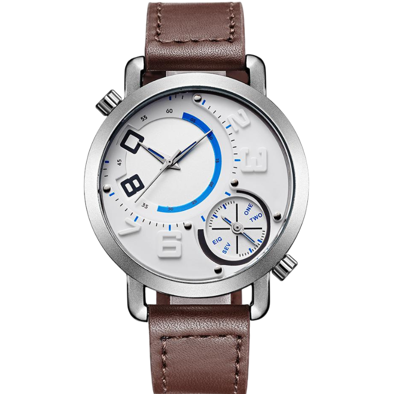 Custom Luxury Sport Car Engine Men's Leather Strap Watch 45mm Mineral Crystal
