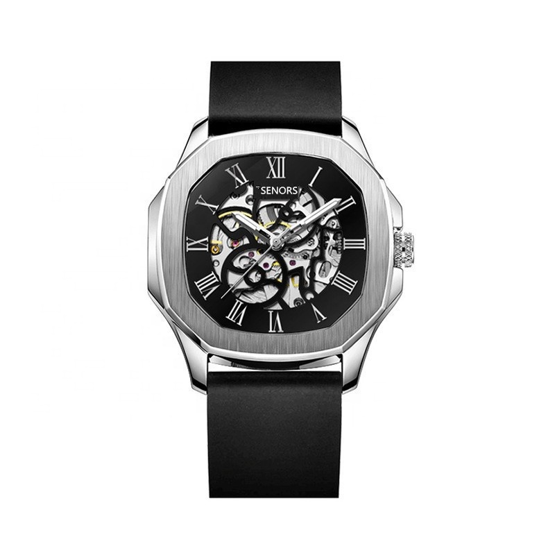 Luxury Skeleton Automatic Men's Watch, Luminous Dial, Stainless Steel Band, 40mm, 3 Colors