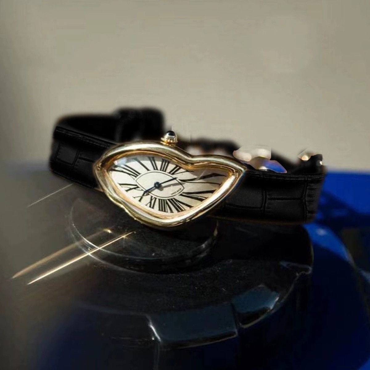 OEM Women's Quartz Charm Watch, 40mm Alloy Case, 22mm Genuine Leather Strap