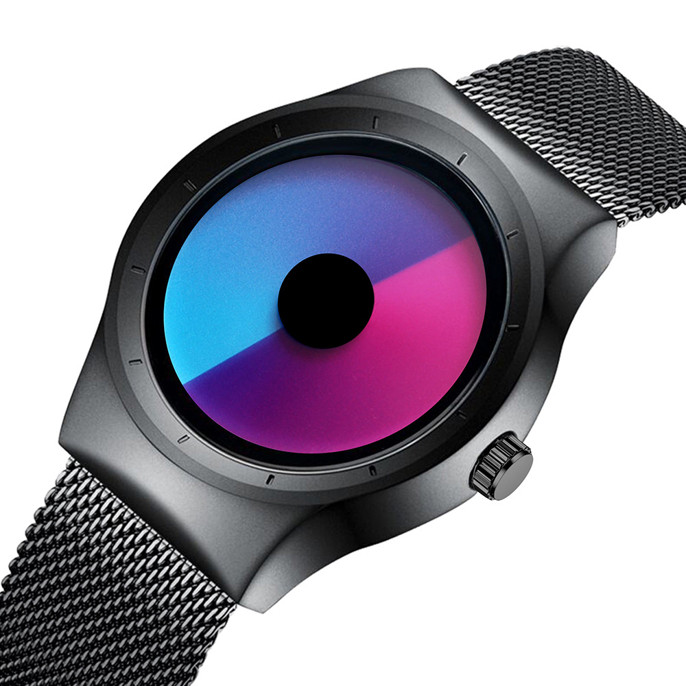 Ultra-Slim Quartz Watch, Swirl Design, Waterproof, Stainless Steel or Leather Strap, 40mm Dial