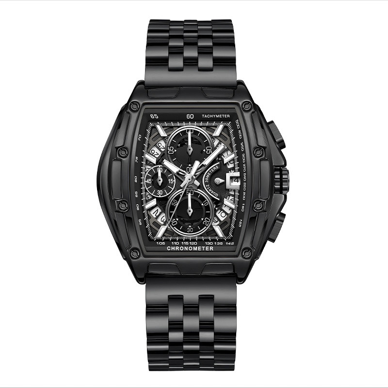 Luxury Multifunctional Men's Quartz Chronograph Watch, 47mm, Stainless Steel Band, 4 Colors