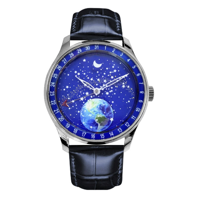 Luxury Men’s High-Quality Automatic Mechanical Watch, Luminous, Leather Strap, 42mm, Blue