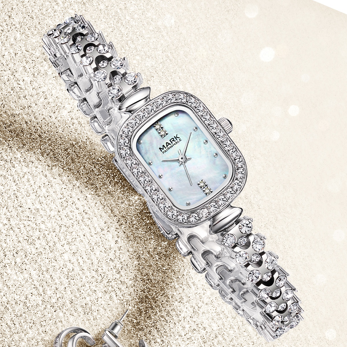 Elegant Ladies' Multifunctional Gift Watch, Diamond Bracelet, Stainless Steel Band, 30mm, 2 Colors